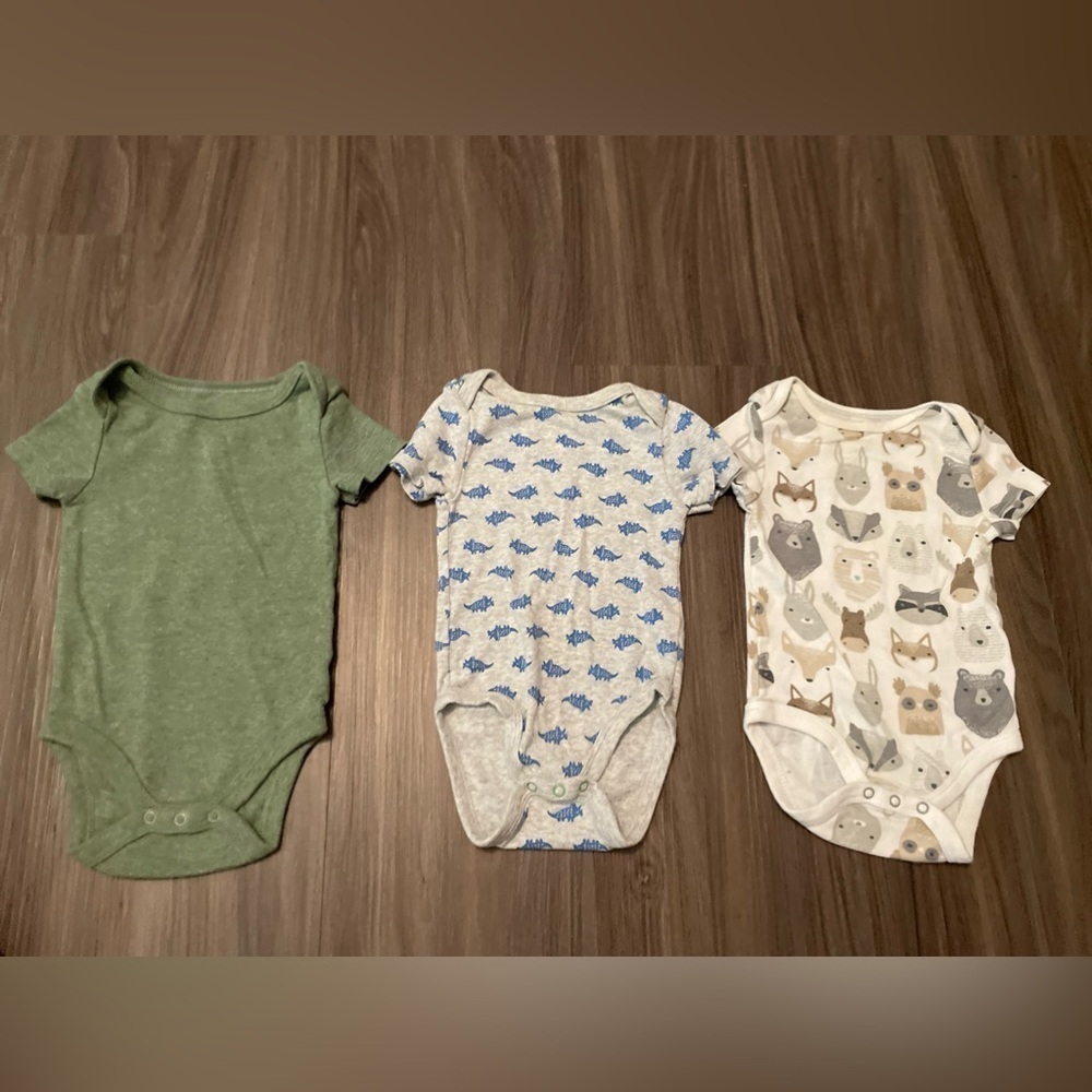 Cloud Island Bodysuits - Green, Blue, Gray size 3/6M